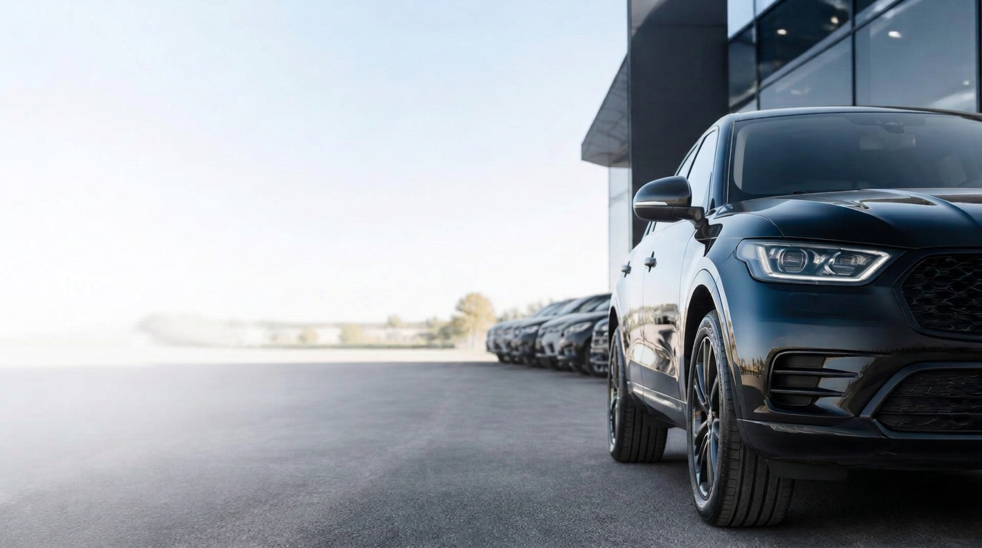 Modern UK car dealership with vehicles ready for sale